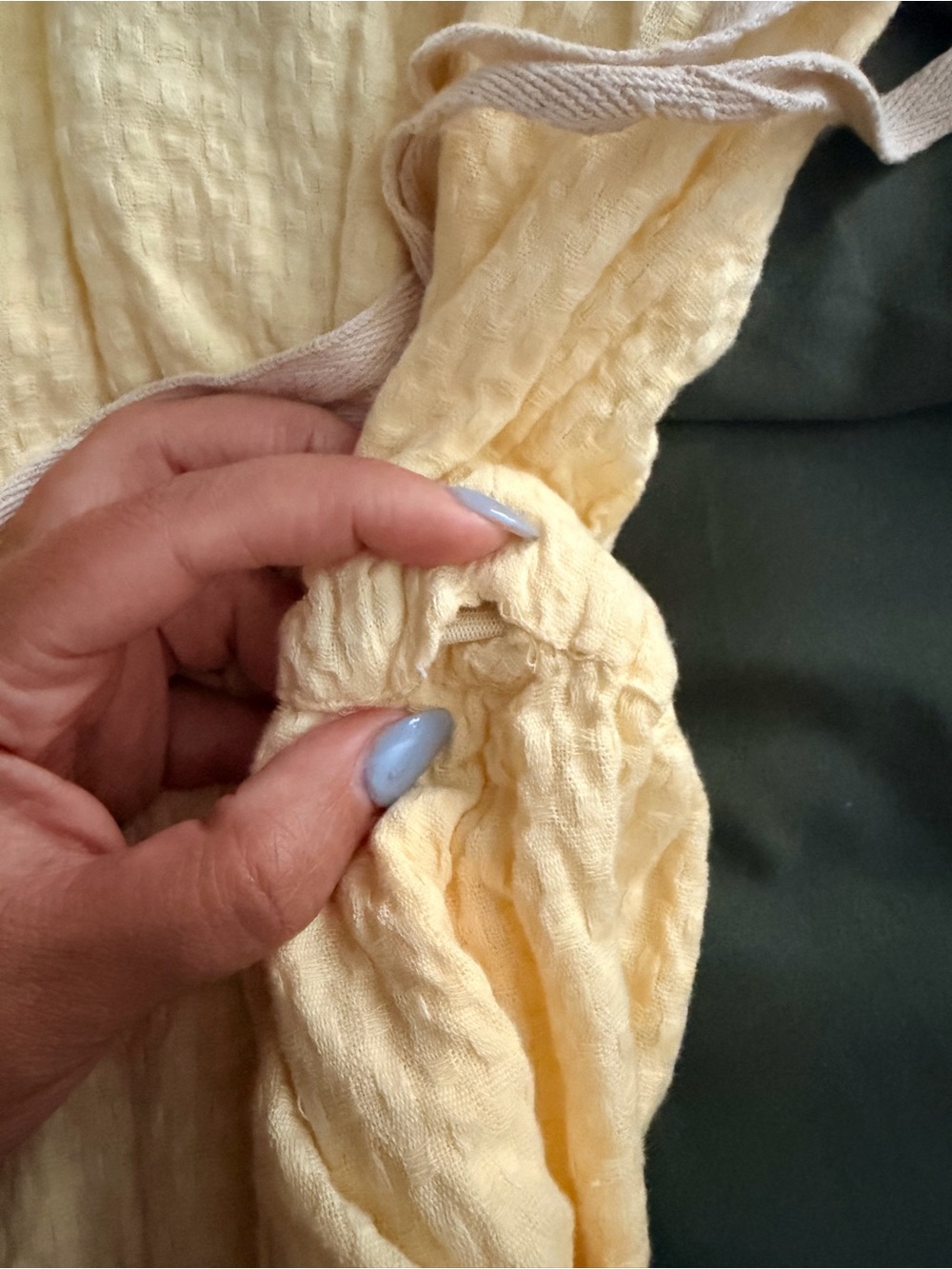 **Flawed** Free People Yellow Button-Front Textured Jumpsuit - Picture 10 of 11